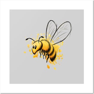 Casual Watercolor Wildlife Illustration | Cute Little Honey Bee Posters and Art